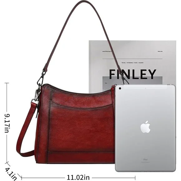 Women Wine Genuine leather Imported Purses Handbag Crossbody Bags - Picture 3 of 7